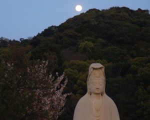 京都・霊山観音と桜と月