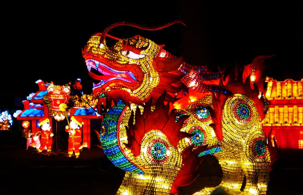 京都「萬福寺」ランタンフェスティバル・麒麟